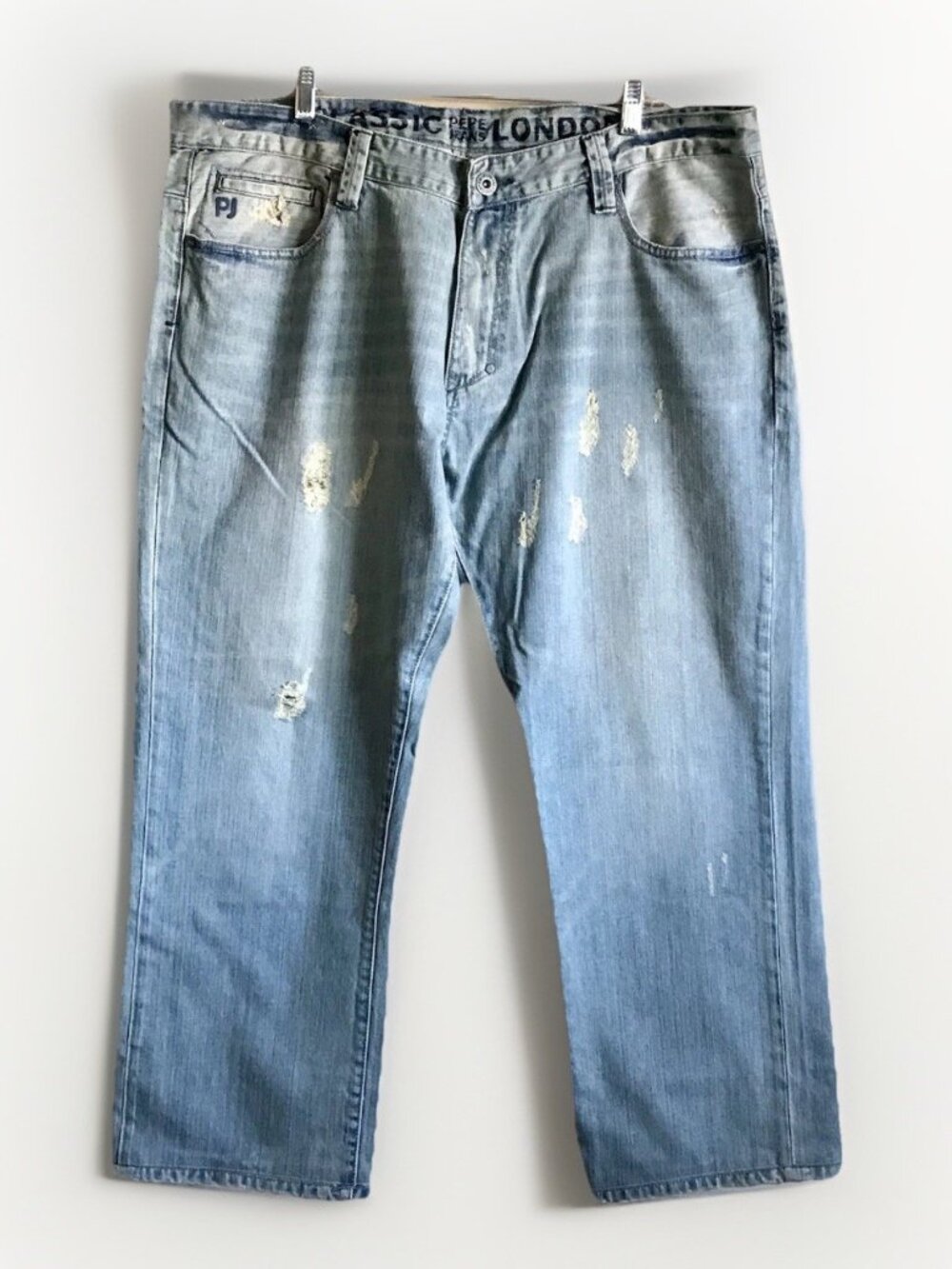 Vintage Pepe Jeans London Mens 42x28 Light Wash Blue Denim Straight Leg